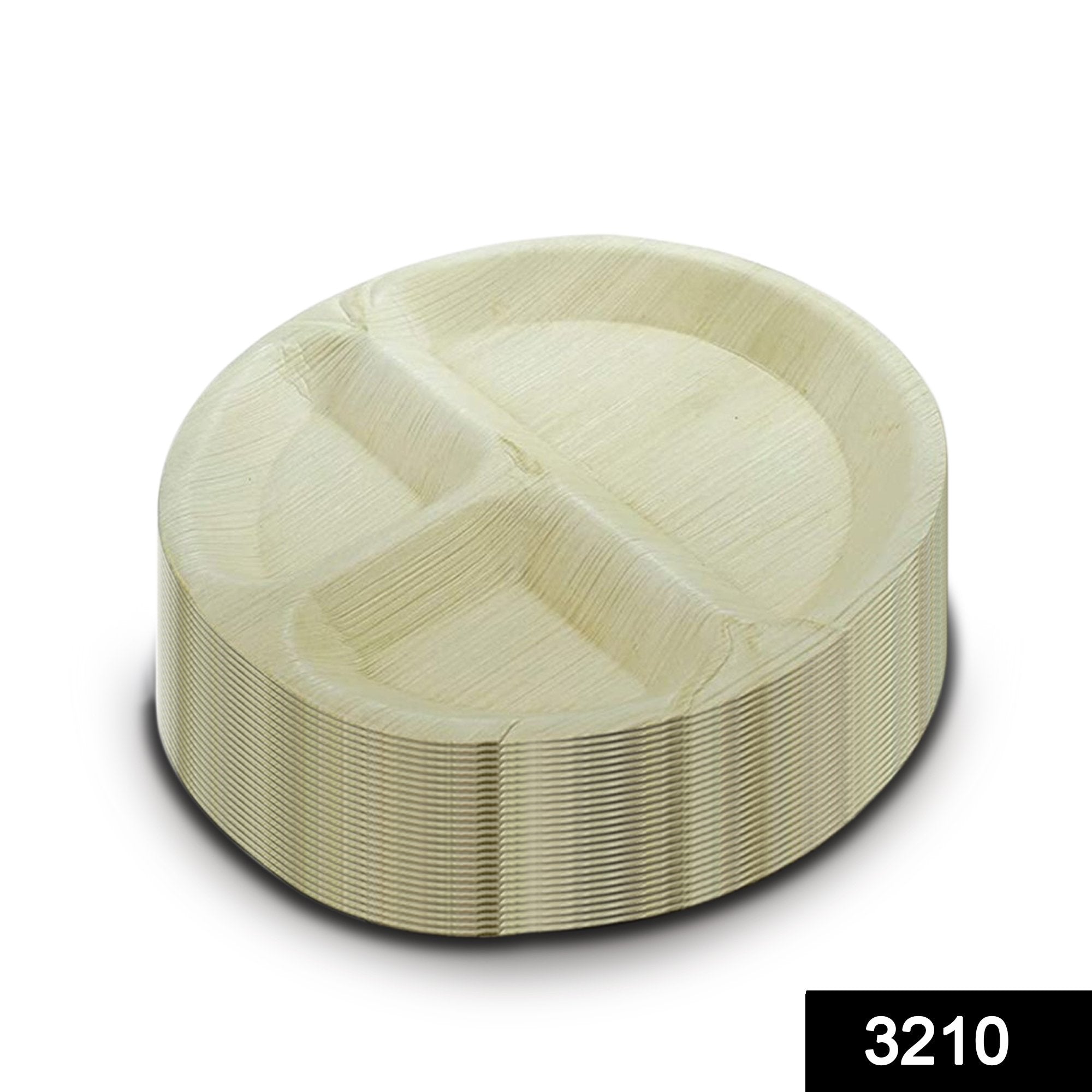 3210 Disposable Round Shape 3 Section Eco-friendly Areca Palm Leaf Plate (10x10 inch) (pack of 25) - SkyShopy 3210 Disposable Round Shape 3 Section Eco-friendly Areca Palm Leaf Plate (10x10 inch) (pack of 25) - SkyShopy